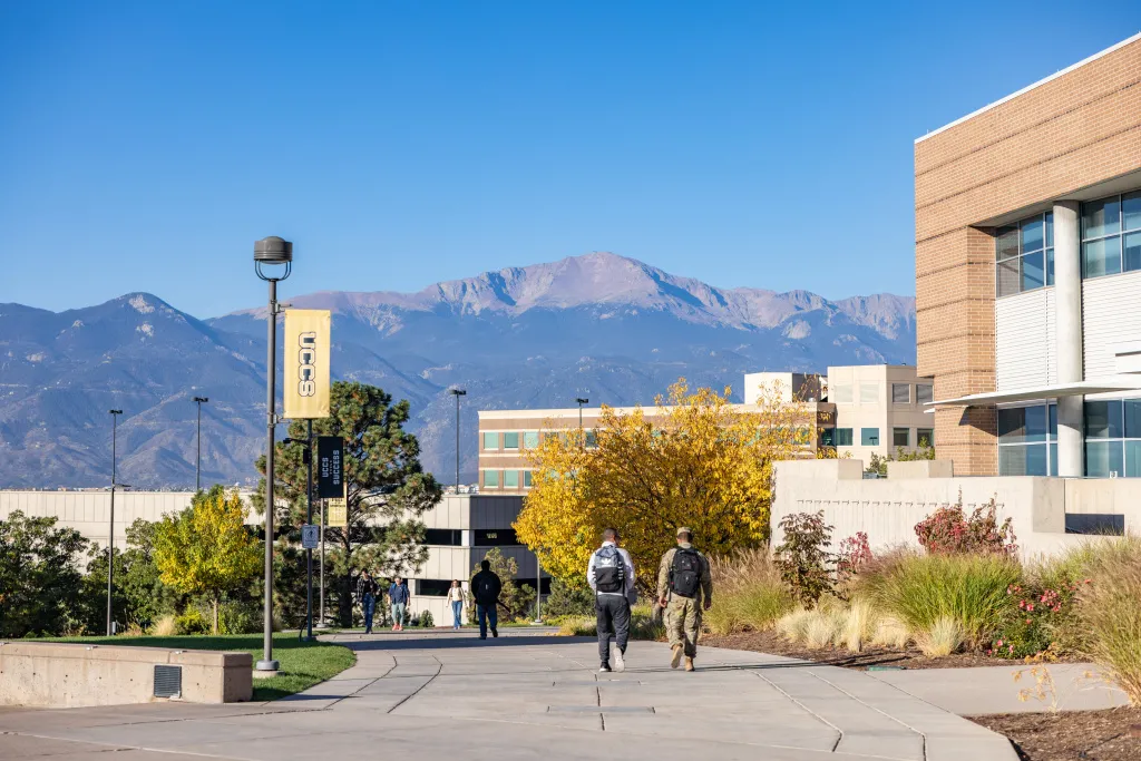 Students walking on UCCS campus